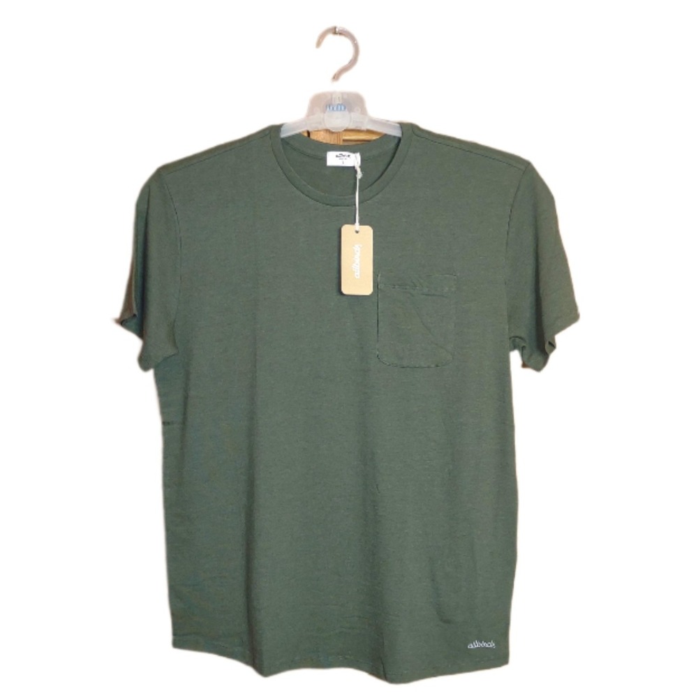 Merino Wool Blend Short Sleeve Shirt Allbirds Pocket Tee Mens L Green New Trino